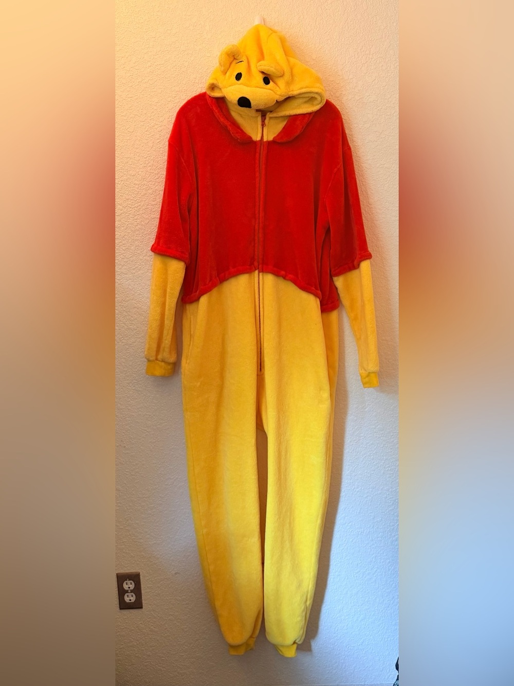 Winnie the Pooh Plush Hooded Onesie adult large - Red & Yellow